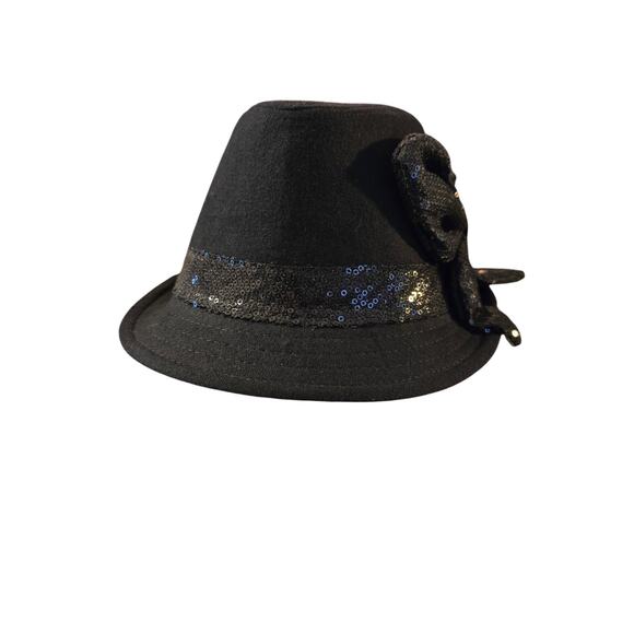 Torrid Ladies Black Fedora with Black Sequined Bow One Size Fits All NWT - Picture 2 of 8